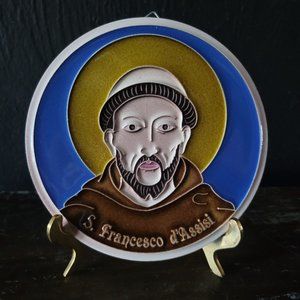 Creazioni Luciano Saint Francis Assisi Relief Ceramic Plaque, Pet Lover Gift